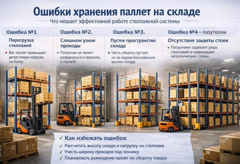 Ошибки хранения паллет на складе: что мешает эффективной работе стеллажной системы